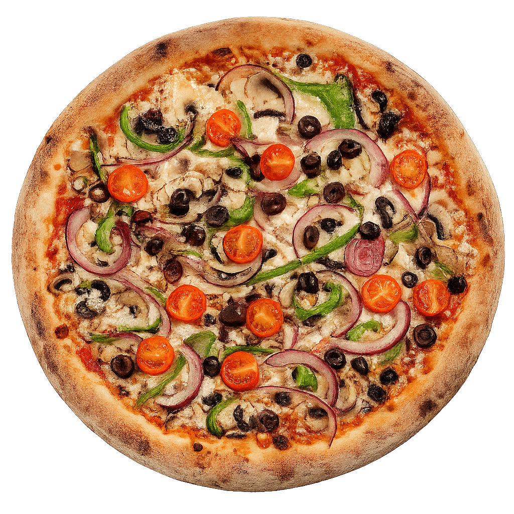 Veggie Feast pizza with fresh garden vegetables